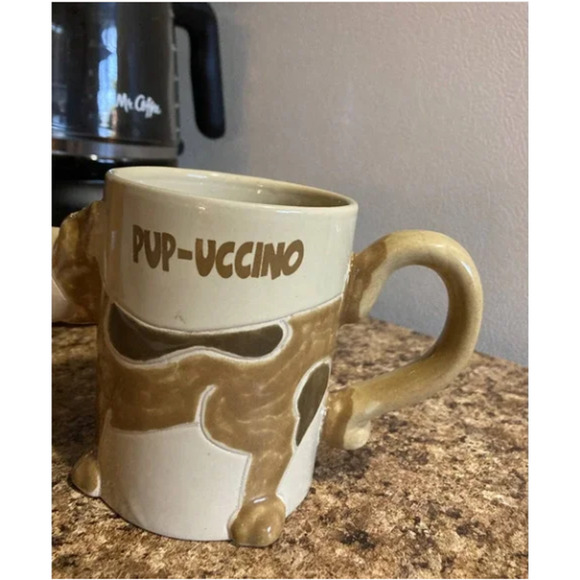 RARE Vintage 3D Pup-uccino Mug - 1970's Puppy Coffee Mug - Brown Dog Cup - Picture 8 of 10